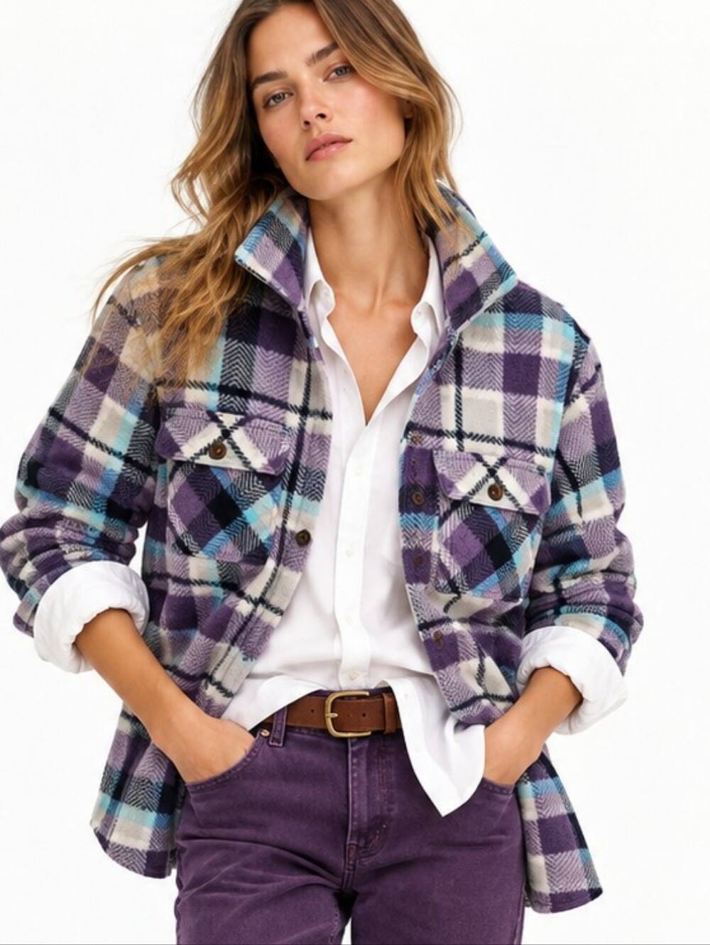 Shacket Plaid Fleece Lined Heavy Unbranded